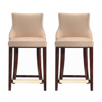 Shubert Modern Wood Upholstered Counter Stool in Tan - Set of 2 