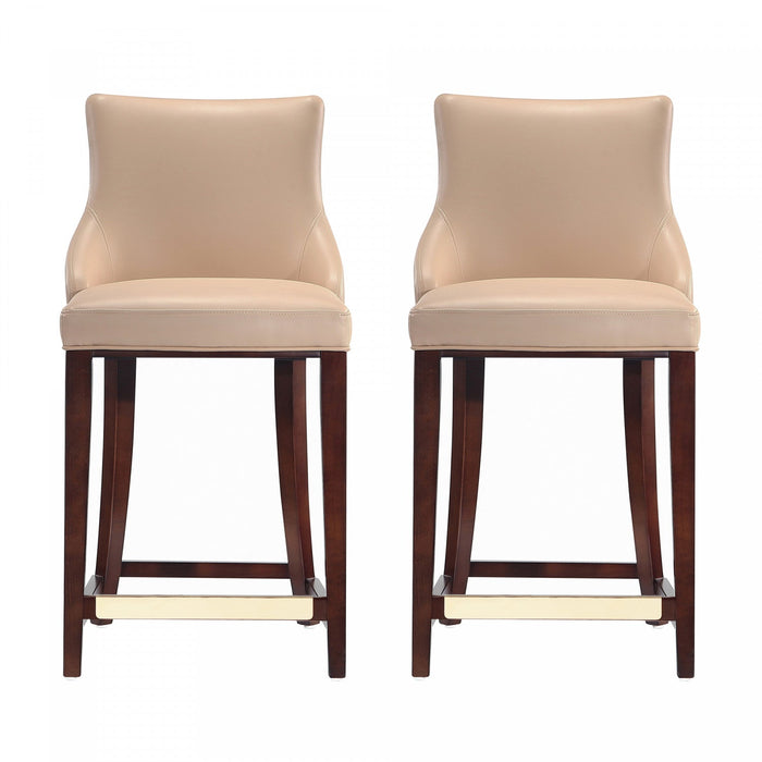 Shubert Modern Wood Upholstered Counter Stool in Tan - Set of 2 