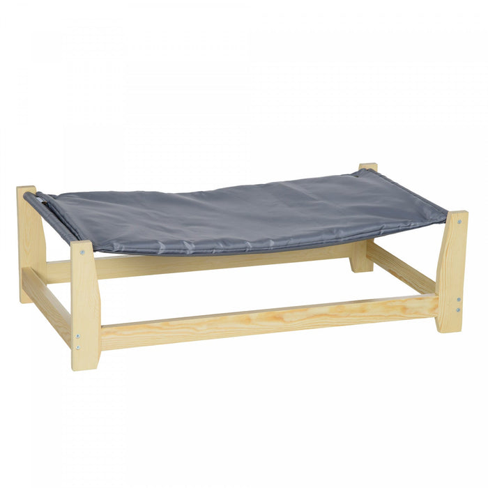 Pawhut Raised Pet Bed Wooden Dog Cot With Cushion For Small Medium Sized Dogs Indoor Outdoor, 35.5\" 