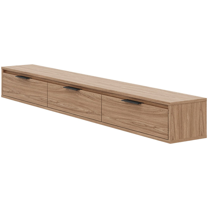 Nordika Slim 72\" Wall-Mounted TV Stand with 3 Storage Cabinets - Light Walnut 