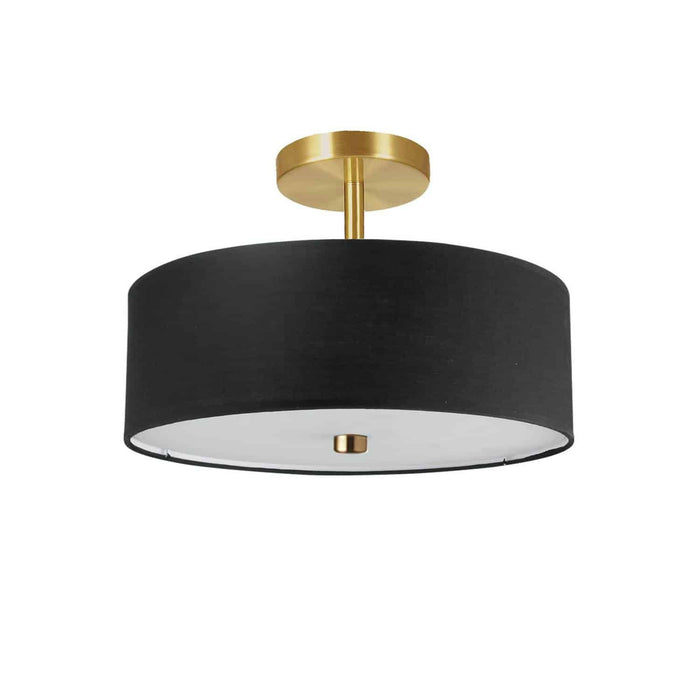 Dainolite Everly 3 Light Semi-flush Mount Aged Brass Black Shade Lamp