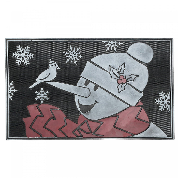 Rubber Snowman Cardinal Floormat