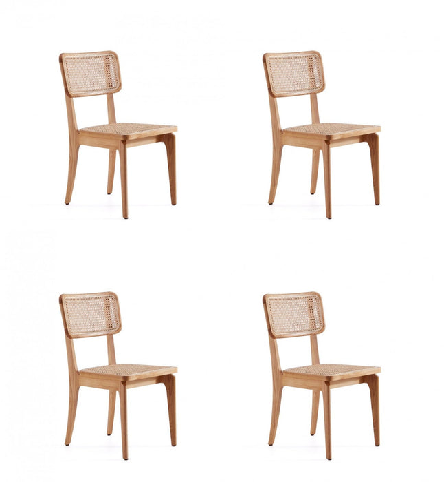 Giverny Industry Chic Wood Dining Chair in Natural - Set of 4 
