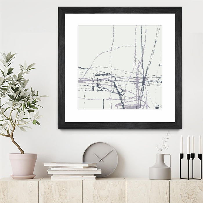 \"Chalk Doodles H\" Matted and Framed Black 36x36 Wall Art