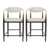 Aubrey Counter Stool Set Of 2 With Open Back,fabric Upholstery, Metal Frame - Beige 