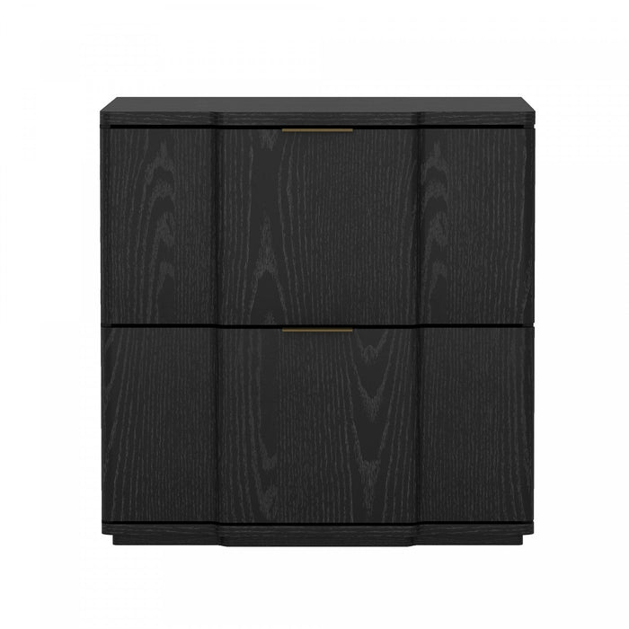 Clive Mid-Century Modern 22\" Nightstand in Black and Gold (2-Drawer) 