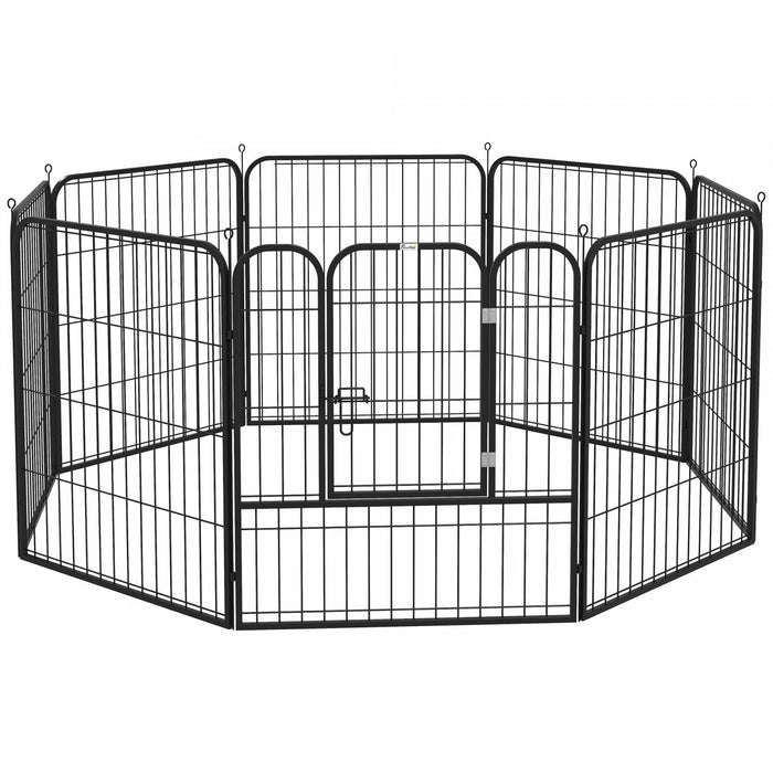 Pawhut 8 Panel Pet Playpen Play Yard Fence Home Diy Heavy-duty Metal Foldable Indoor Outdoor 31\" X 3