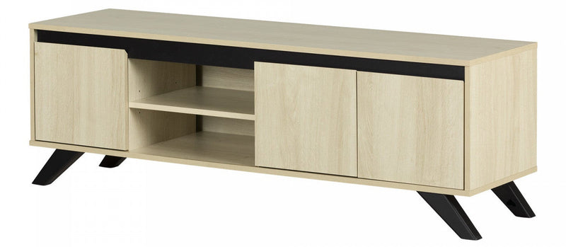 Flam 59\" TV Stand with Doors - Bleached Oak