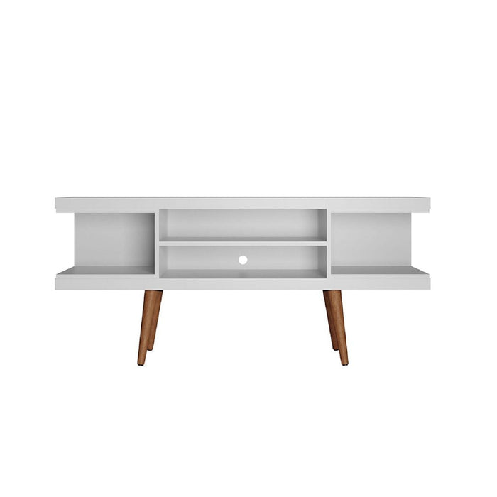 Manhattan Comfort Utopia 53.14\" TV Stand with Splayed Wooden Legs & 4 Shelves - White