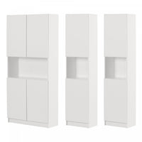 Liora Set Of Bookcase And 2 2-door Narrow Bookcases - Pure White