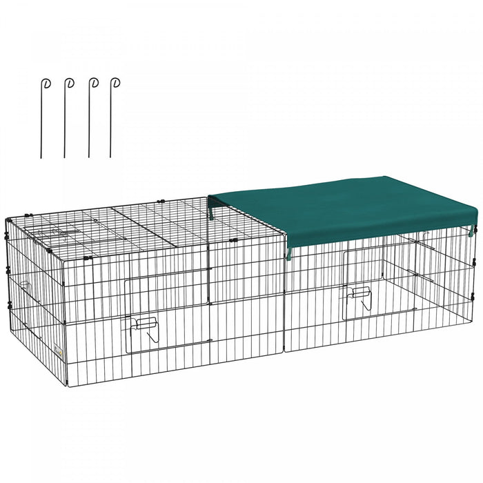 Pawhut 73\" Small Animal Cage, Pet Playpen For Chicken, Rabbits, Chinchillas, Outdoor Small Animal Pl