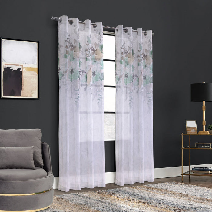 Habitat Floralie Olive Light Filtering Grommet Curtain Panel - 52 x 84