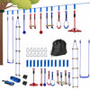 Qaba 32.8ft Ninja Zipline, Slackline Warrior Obstacle Course for Kids with Monkey Bars, Swing, Climbing Ladder, Gym Rings, Gripping Balls, Hanging Tray, for Backyard Outdoor Garden