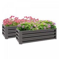 Outsunny Set Of 2 Raised Garden Bed, Steel Planters For Outdoor Plants, Elevated Planter Box, Easy-t