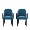 Hillman Modern Wood Upholstered Armchair in Blue - Set of 2 Dining Chair 