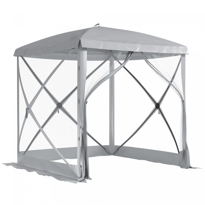 Outsunny Pop-up Screen House Gazebo Camping Instant Setup Tent, Light Grey