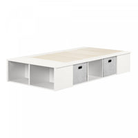 Flexible Storage Platform Bed With Baskets - Pure White 
