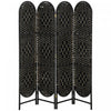 HOMCOM 4 Panel Room Divider, Bohemian Folding Privacy Screen, Black