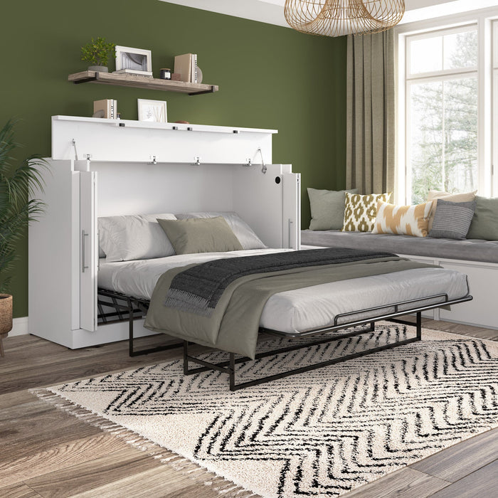 Bestar Pur 69 W Full Cabinet Bed with Mattress - White