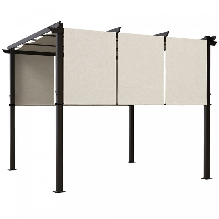 Outsunny 10' X 10' Metal Pergola With Retractable Canopy For Patio, Deck