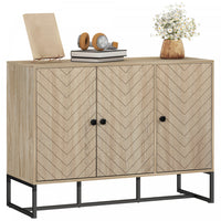 HOMCOM Modern Sideboard, Buffet Cabinet with Adjustable Shelves, Oak