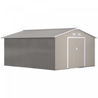 Outsunny 11' X 13' Garden Storage Shed With Double Sliding Door And 4 Ventilation Slots, Garden Tool