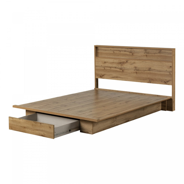 Cavalleri Platform Bed And Headboard Set Nordik Oak - South Shore Queen Bed