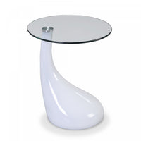 Lava Modern Glass Top End Table in White 