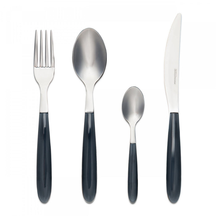 Arimi Nilu Italian Stainless Steel 24 Piece Flatware Set - Service For 6 - Grey Handle