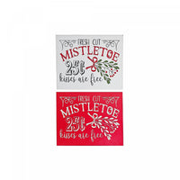 MDF Engraved Fresh Cut Mistletoe Sign - Set of 2 Wall Decor