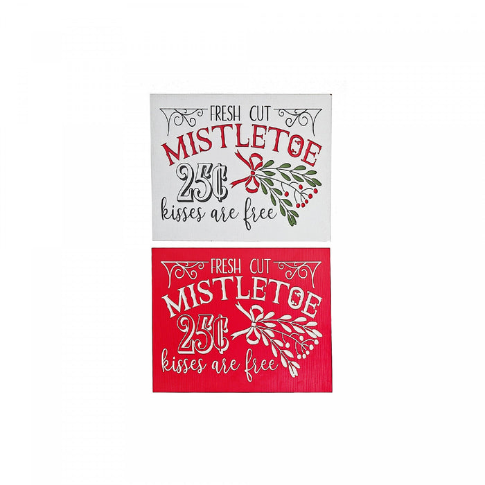 MDF Engraved Fresh Cut Mistletoe Sign - Set of 2 Wall Decor