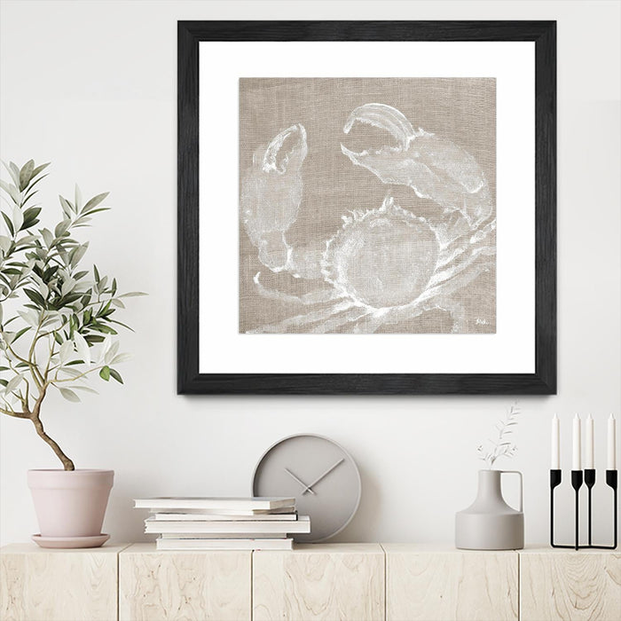 \"Neutral Surf Side I\" Matted and Framed Black 30x30 Wall Art
