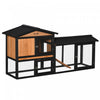 Pawhut 69\" Wooden Rabbit Hutch, Bunny Cage With Run Box, Slide-out Tray, Ramp, Waterproof Roof For R