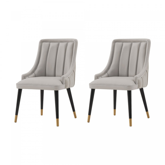 Eda Modern Wood Upholstered Dining Chair in Light Gray - Set of 2 