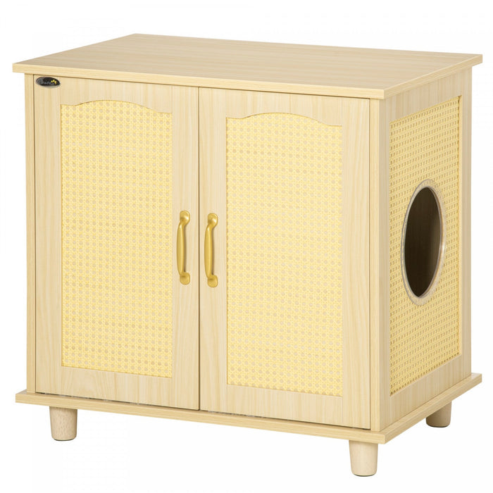 Pawhut Cat Litter Box Enclosure With Soft Cushion, Indoor Cat Washroom Storage Bench End Table With 