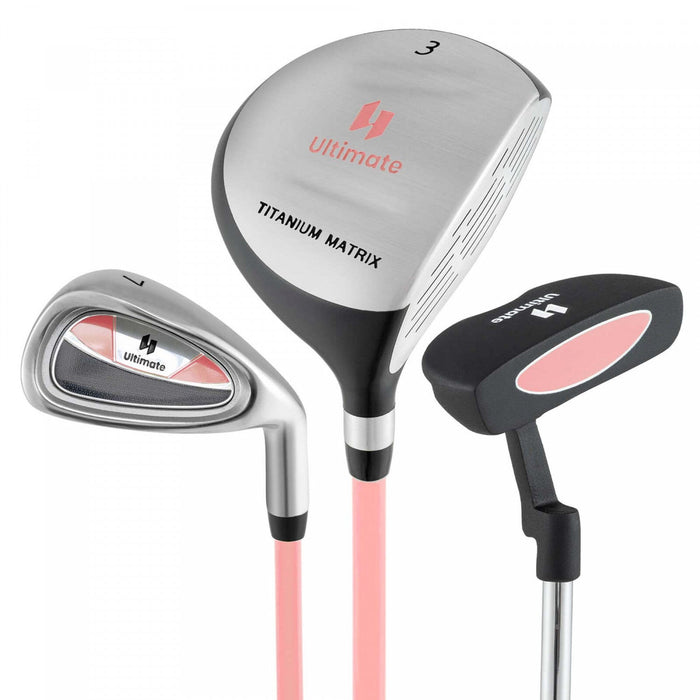 Ultimate Junior Golf Club Set For Children Includes 165cc #3 Fairway Wood & #7 Iron Pink