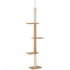 Pawhut 100\" Floor To Ceiling Cat Tree W/ 3 Perches Activity Center For Kittens Cat Tower Furniture, 