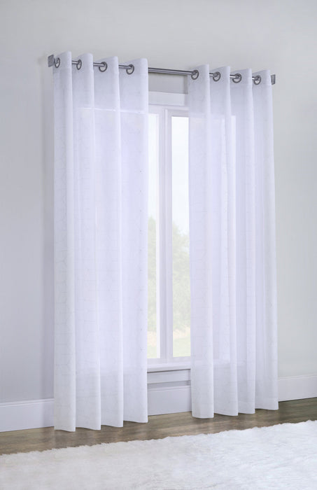 Astra White Silver Grommet Curtain Panel - 52\" X 95\"