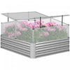 Outsunny 49.6\" X 42.1\" X 26.6\" Galvanized Raised Garden Bed With Greenhouse, Steel Planters For Outd