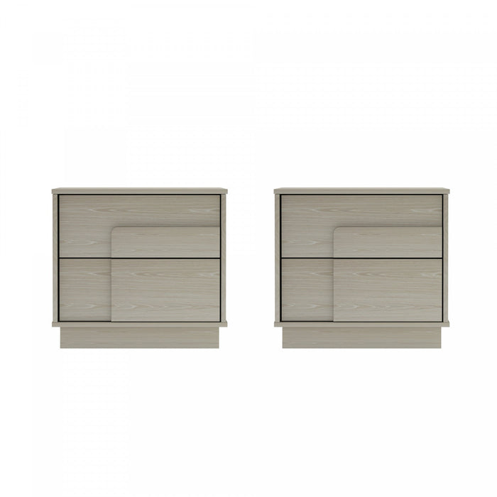 Horizon Modern 22\" Nightstand in Whitewashed Oak (2-Drawer) - Set of 2 