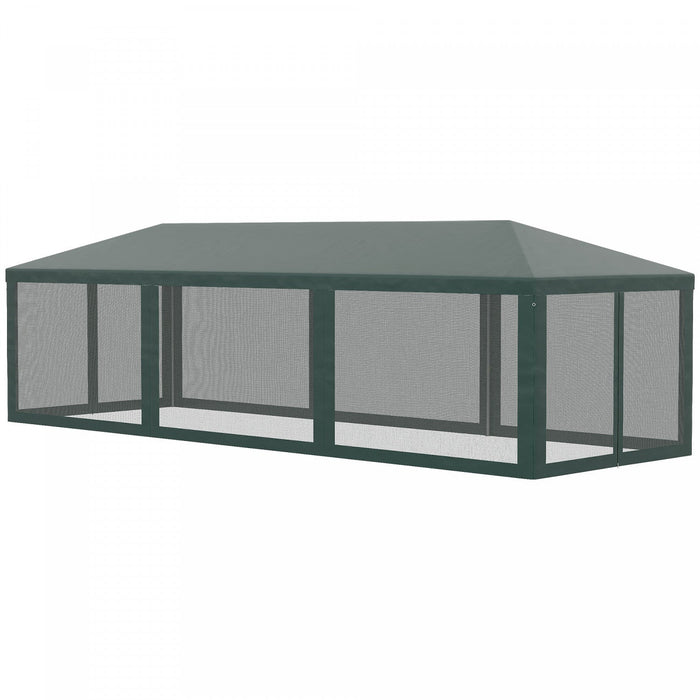 Outsunny 10' X 28' Party Tent Outdoor Canopy Garden Sun Shade With 8 Mosquito Mesh Netting And Zippe