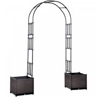 Outsunny 8ft Garden Arch With Two Planters Outdoor Steel Trellis Arbor For Climbing Plants, Weddings