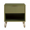 Dumbo Modern 20\" Fluted Nightstand in Olive Green (1-Drawer) 
