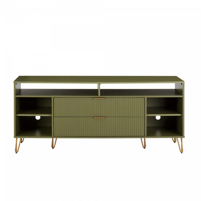 Dumbo Modern 63\" Fluted TV Stand in Olive Green 