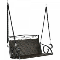 Outsunny 2-person Wicker Porch Swing Hanging Swing Bench With Steel Chains