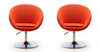 Hopper Modern Upholstered Swivel Lounge Chair in Orange - Set of 2 Accent Chair 