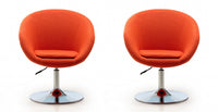 Hopper Modern Upholstered Swivel Lounge Chair in Orange - Set of 2 Accent Chair