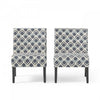 Oliver Linen-look Fabric Accent Chair Set Of 2 With Rubberwood Legs - Blue 