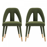 Neda Modern Upholstered Velvet Dining Chair in Olive Green - Set of 2