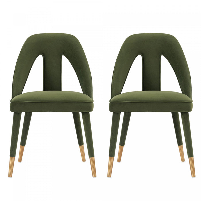 Neda Modern Upholstered Velvet Dining Chair in Olive Green - Set of 2 